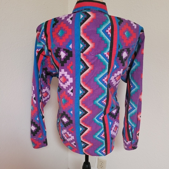 Vintage Wrangler Frontier Series Purple Southwest Print Shirt - Picture 5 of 5